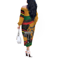 Juneteenth Freedom Day Off The Shoulder Long Sleeve Dress 1968 Black Power Salute Broken Chain - Wonder Print Shop