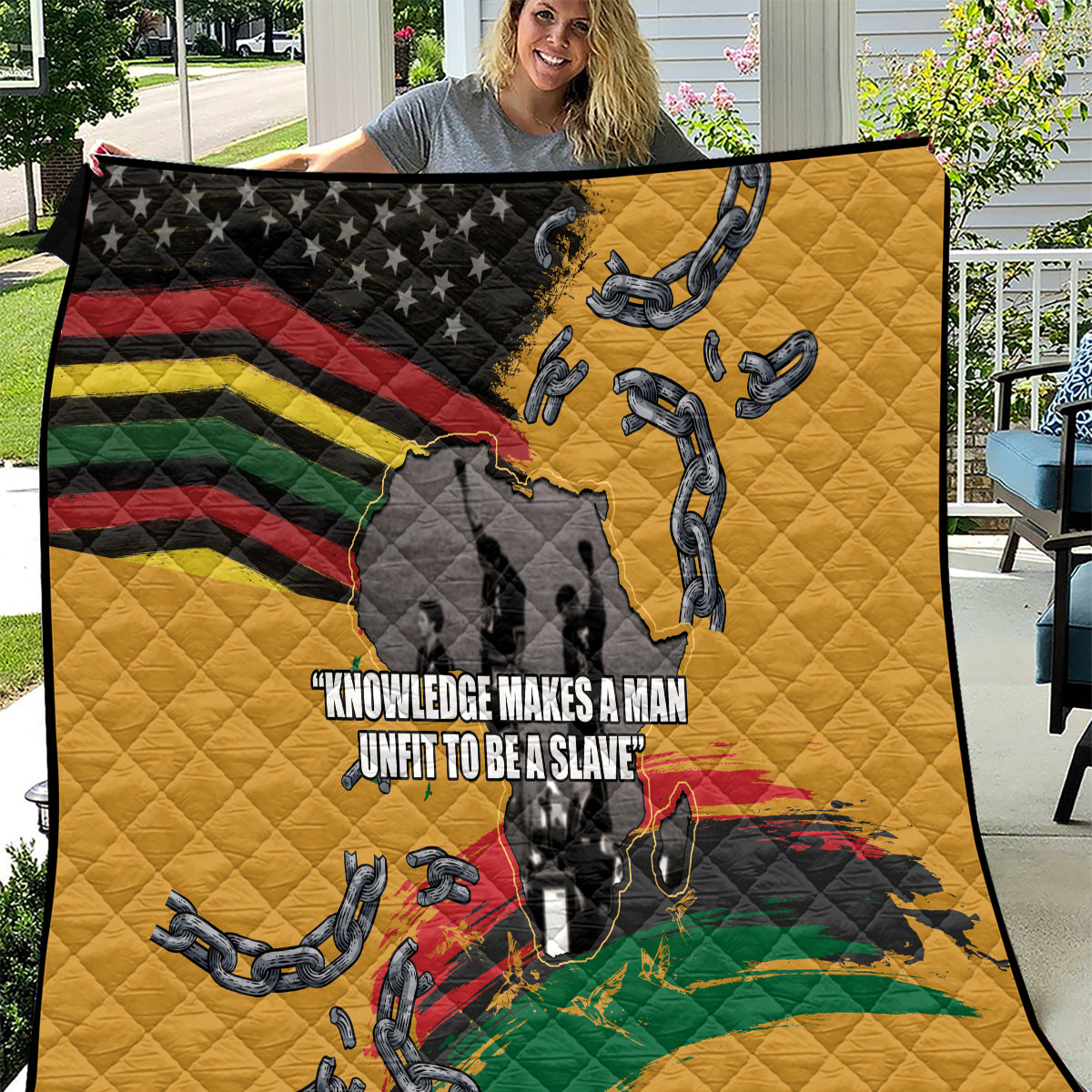 Juneteenth Freedom Day Quilt 1968 Olympics Black Power Salute Broken Chain