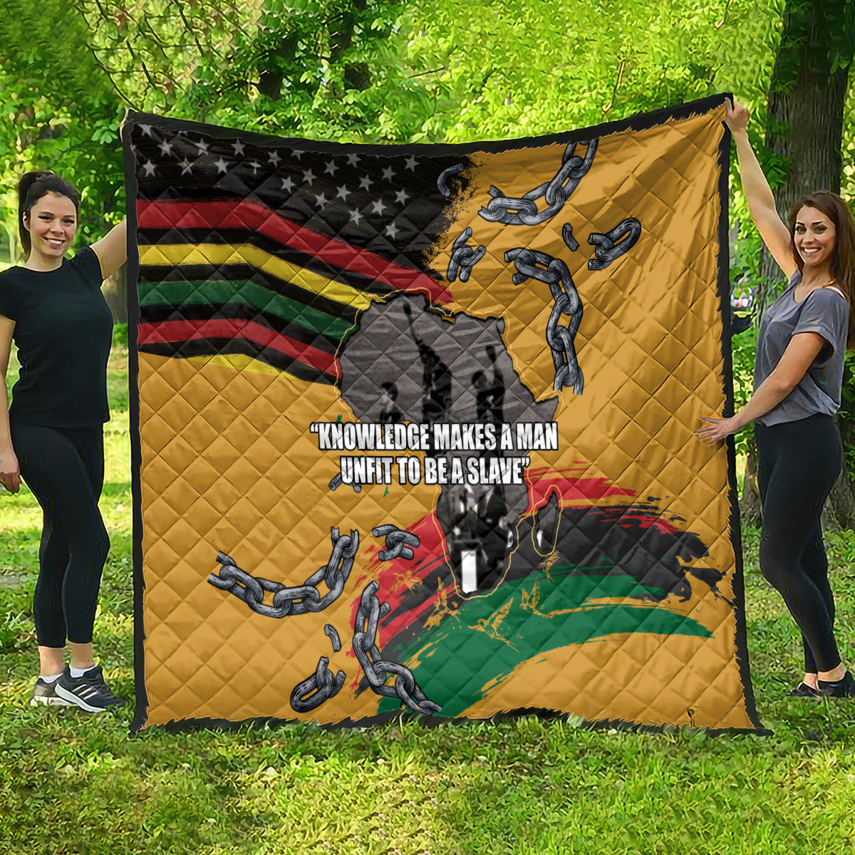 Juneteenth Freedom Day Quilt 1968 Black Power Salute Broken Chain - Wonder Print Shop