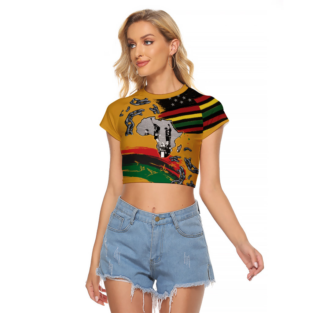 Juneteenth Freedom Day Raglan Cropped T Shirt 1968 Black Power Salute Broken Chain - Wonder Print Shop