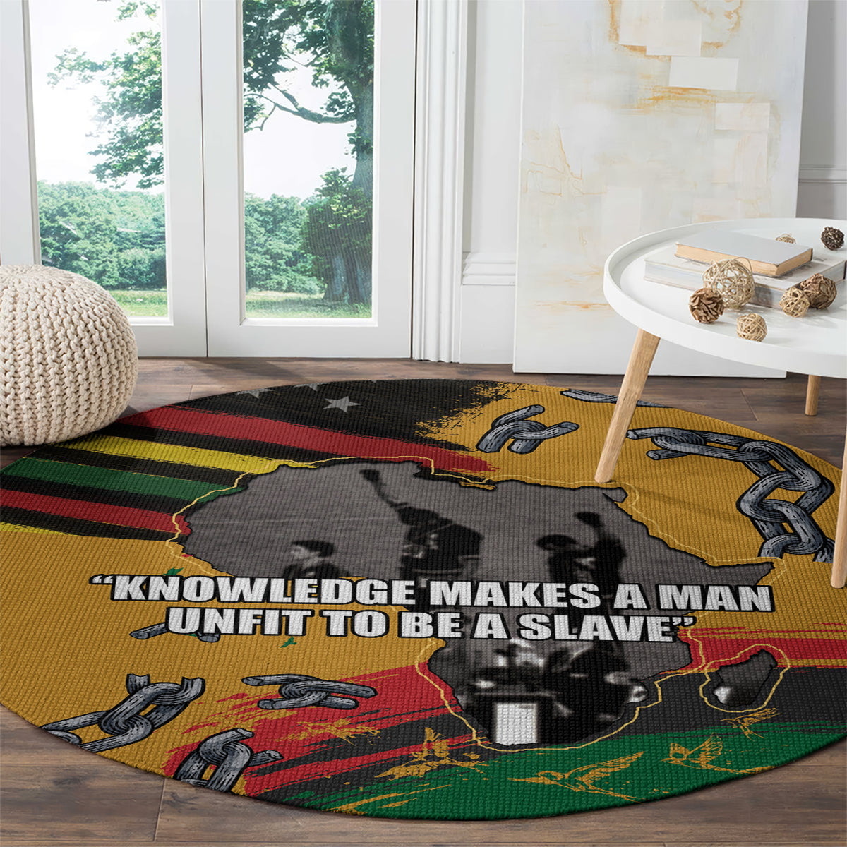 Juneteenth Freedom Day Round Carpet 1968 Olympics Black Power Salute Broken Chain