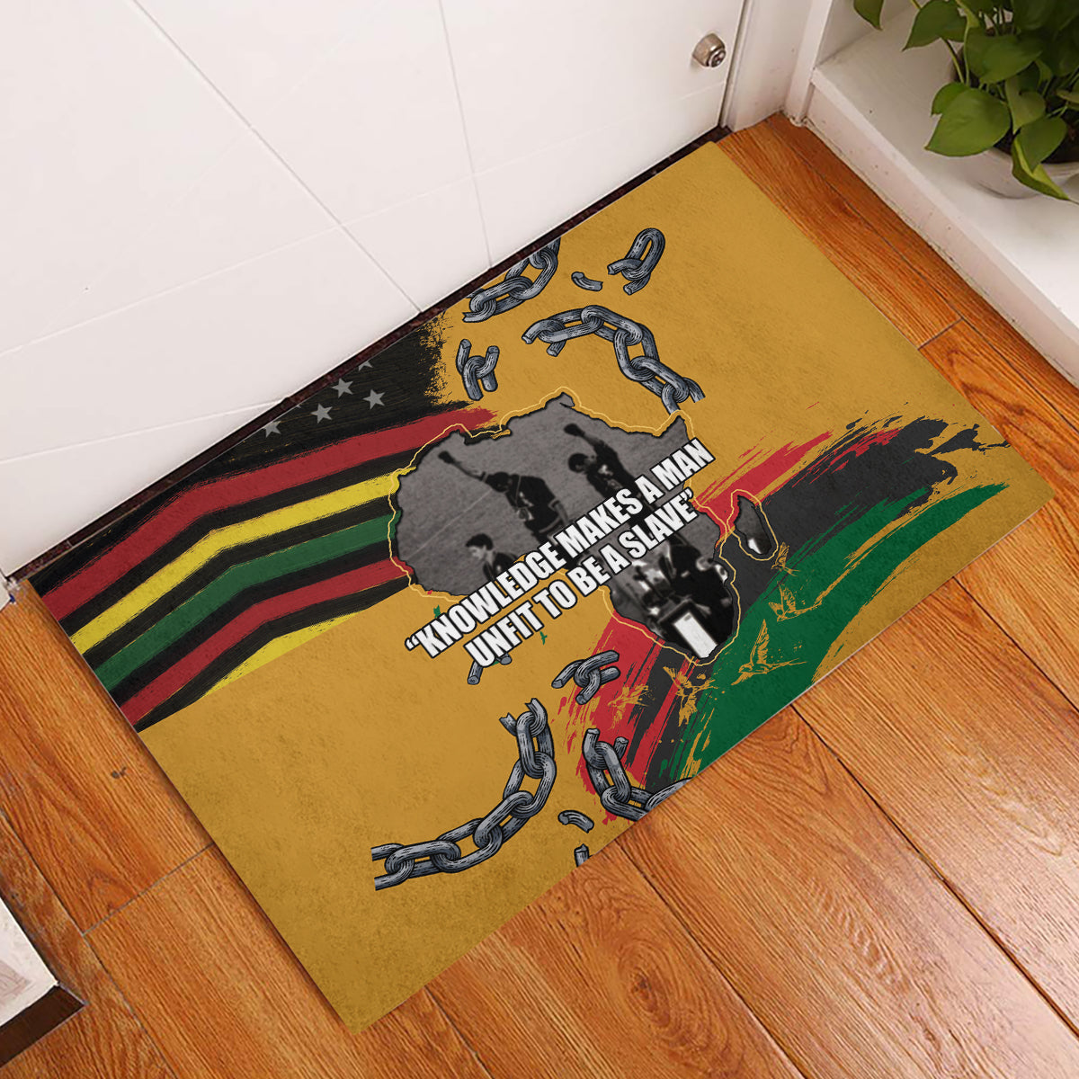 Juneteenth Freedom Day Rubber Doormat 1968 Black Power Salute Broken Chain - Wonder Print Shop