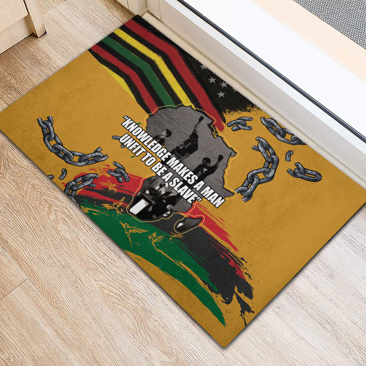 Juneteenth Freedom Day Rubber Doormat 1968 Black Power Salute Broken Chain - Wonder Print Shop