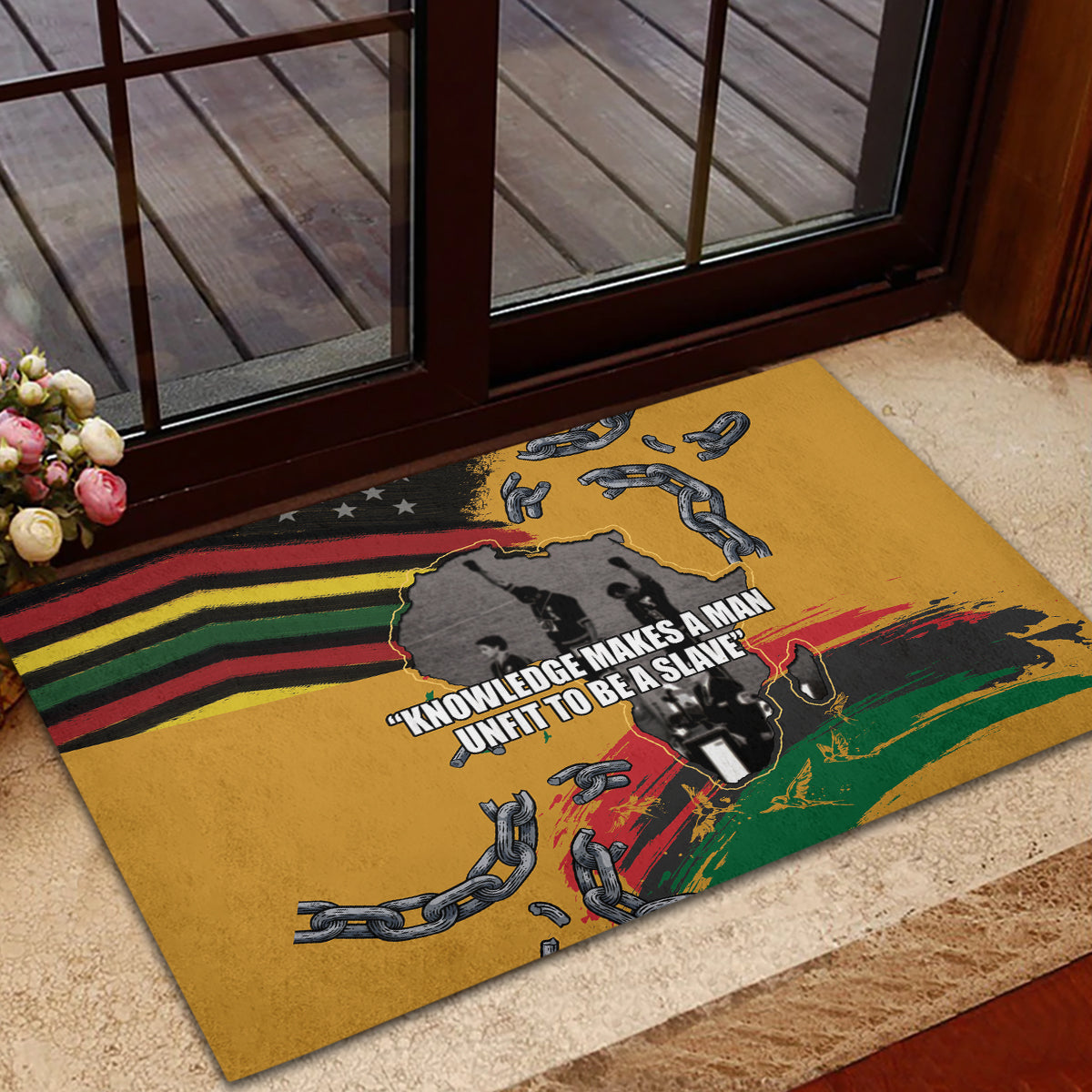Juneteenth Freedom Day Rubber Doormat 1968 Black Power Salute Broken Chain - Wonder Print Shop