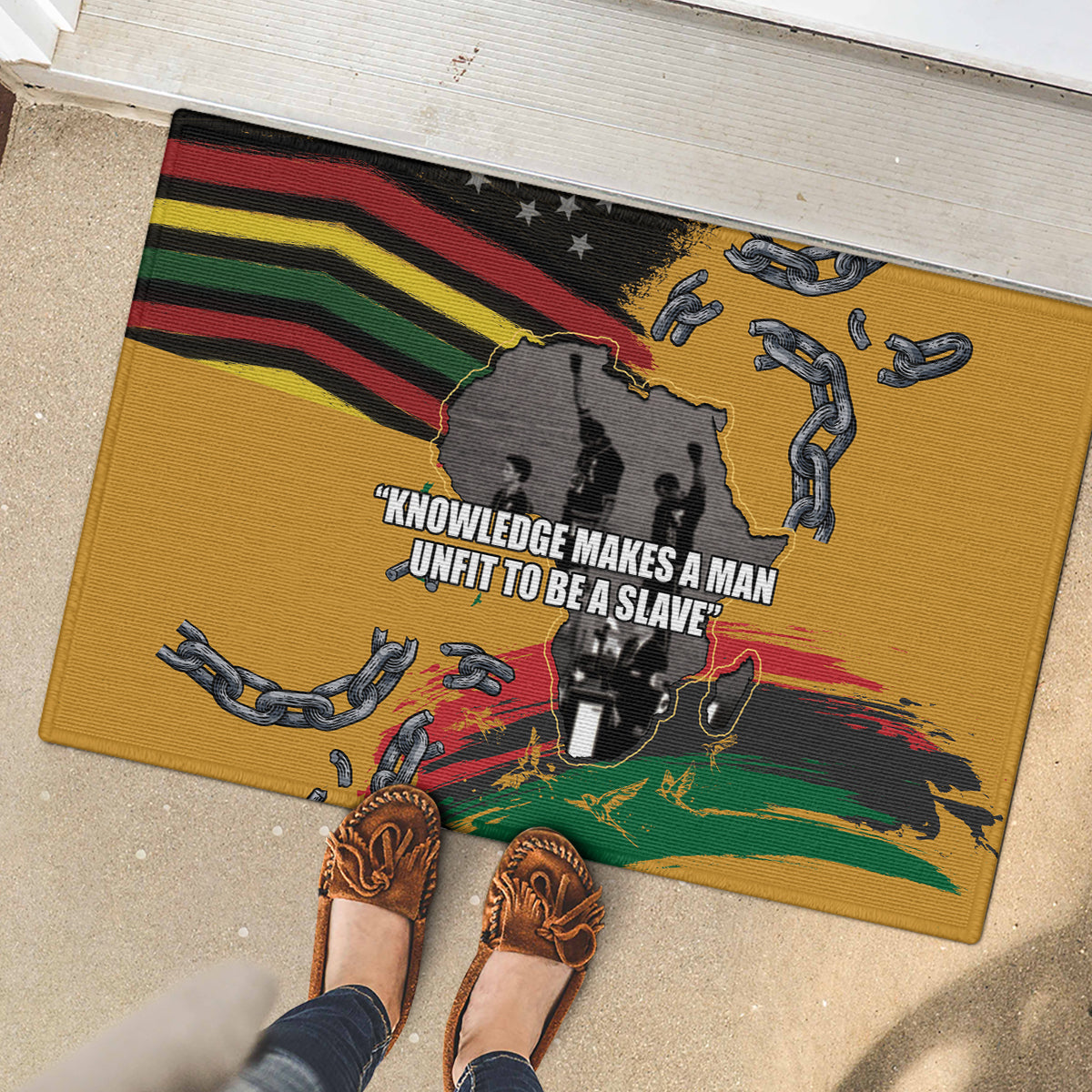 Juneteenth Freedom Day Rubber Doormat 1968 Black Power Salute Broken Chain - Wonder Print Shop