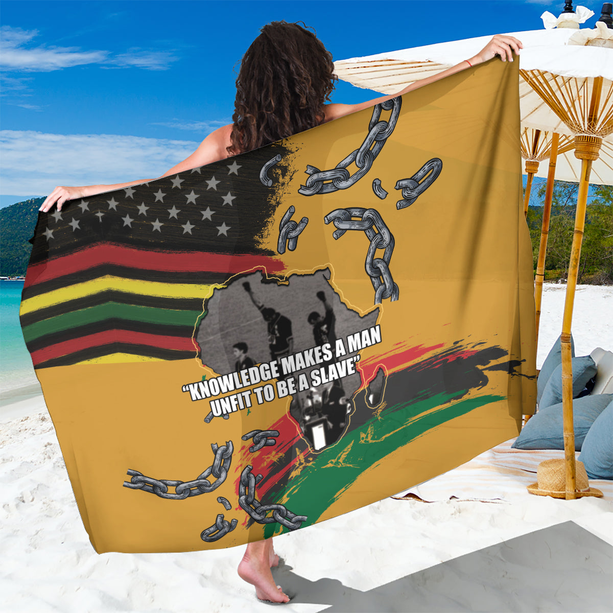 Juneteenth Freedom Day Sarong 1968 Black Power Salute Broken Chain - Wonder Print Shop