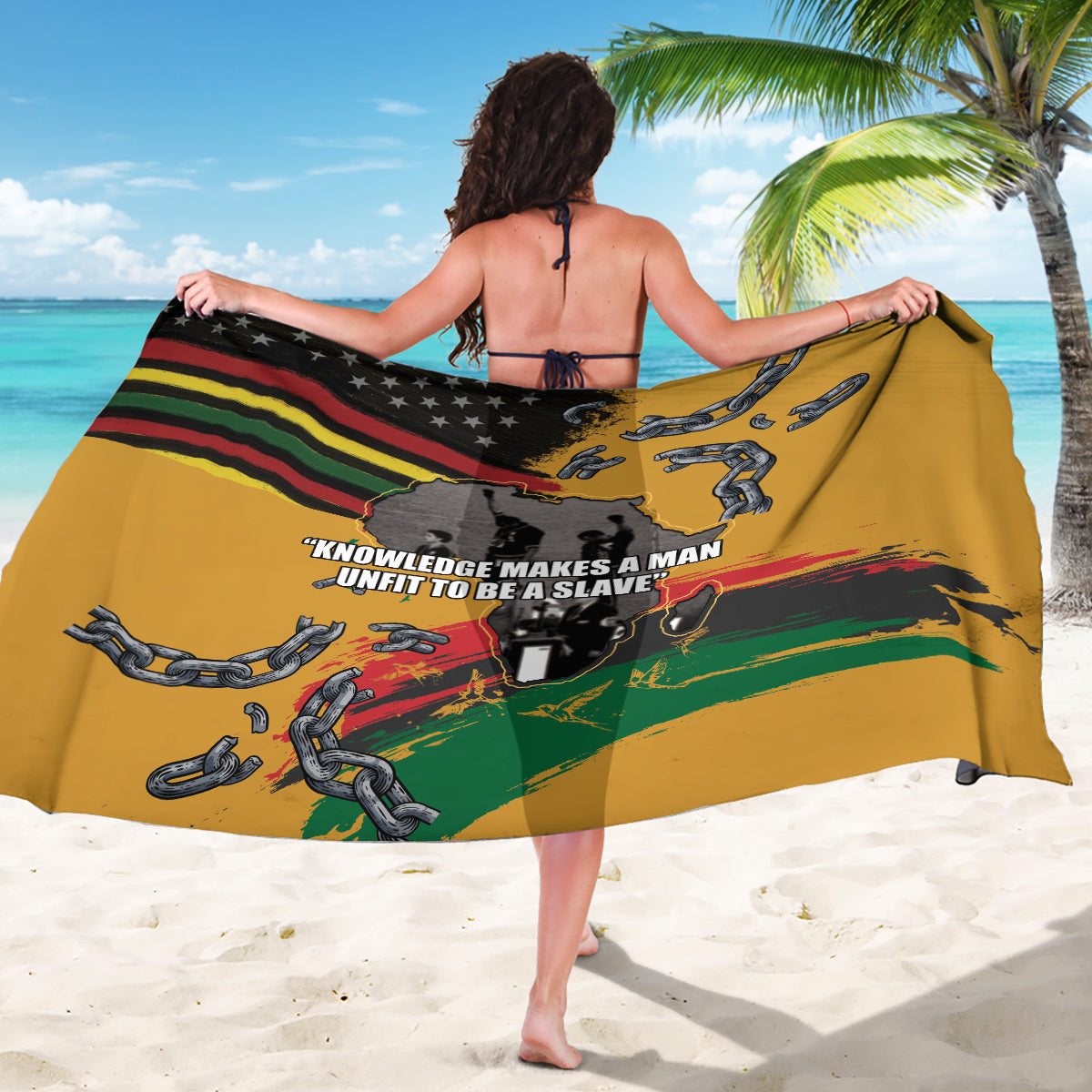 Juneteenth Freedom Day Sarong 1968 Black Power Salute Broken Chain - Wonder Print Shop