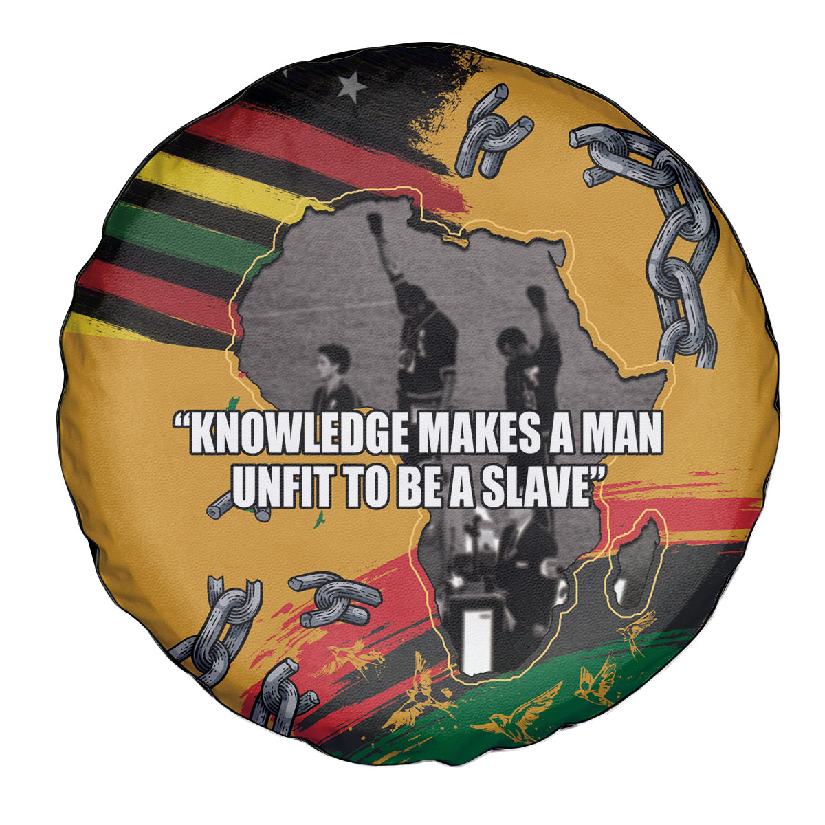 Juneteenth Freedom Day Spare Tire Cover 1968 Black Power Salute Broken Chain - Wonder Print Shop