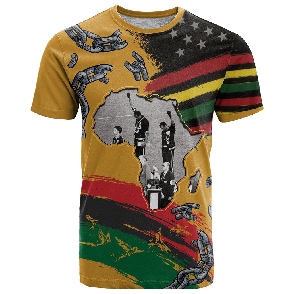 Juneteenth Freedom Day T Shirt 1968 Black Power Salute Broken Chain - Wonder Print Shop