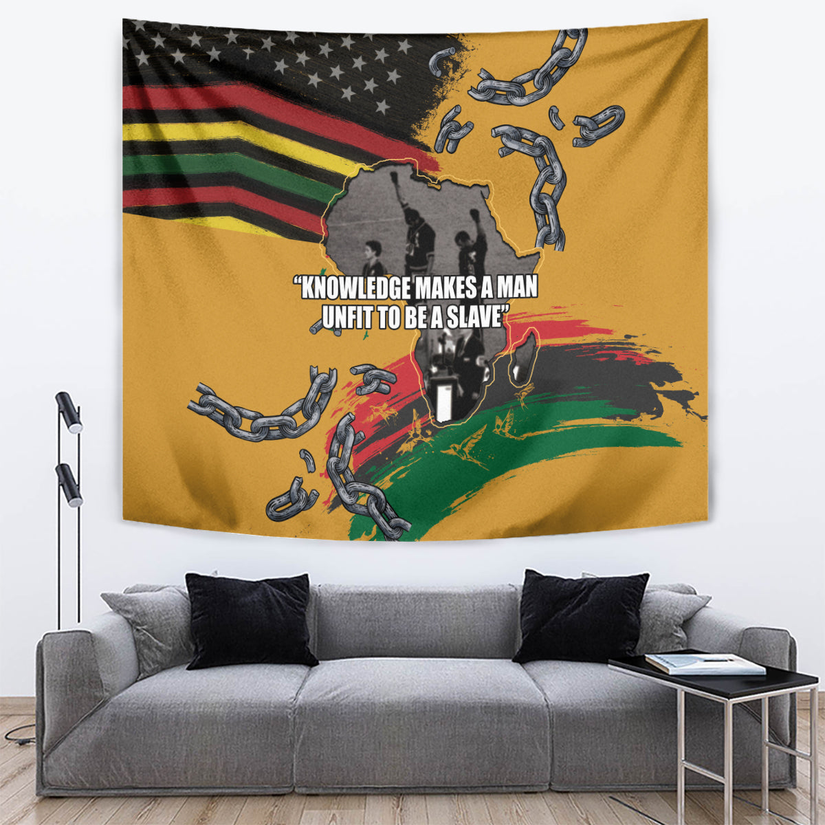 Juneteenth Freedom Day Tapestry 1968 Black Power Salute Broken Chain - Wonder Print Shop