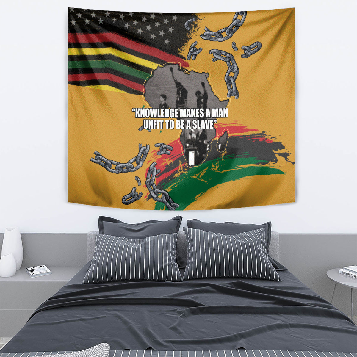 Juneteenth Freedom Day Tapestry 1968 Black Power Salute Broken Chain - Wonder Print Shop