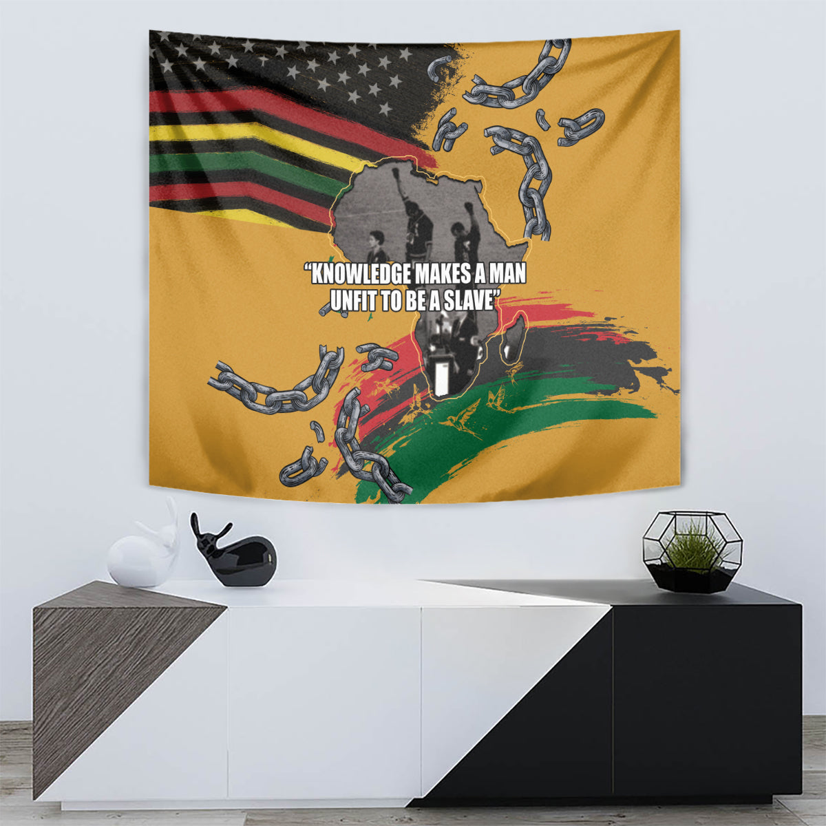 Juneteenth Freedom Day Tapestry 1968 Black Power Salute Broken Chain - Wonder Print Shop
