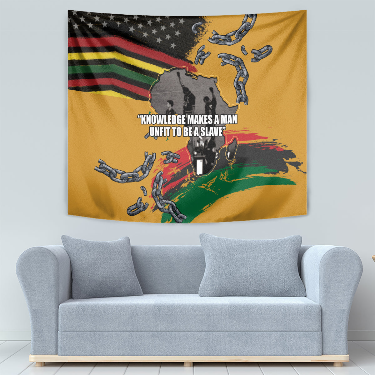Juneteenth Freedom Day Tapestry 1968 Black Power Salute Broken Chain - Wonder Print Shop