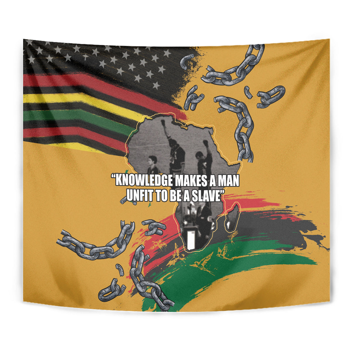 Juneteenth Freedom Day Tapestry 1968 Black Power Salute Broken Chain - Wonder Print Shop
