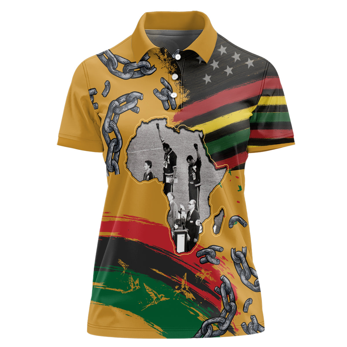 Juneteenth Freedom Day Women Polo Shirt 1968 Black Power Salute Broken Chain - Wonder Print Shop