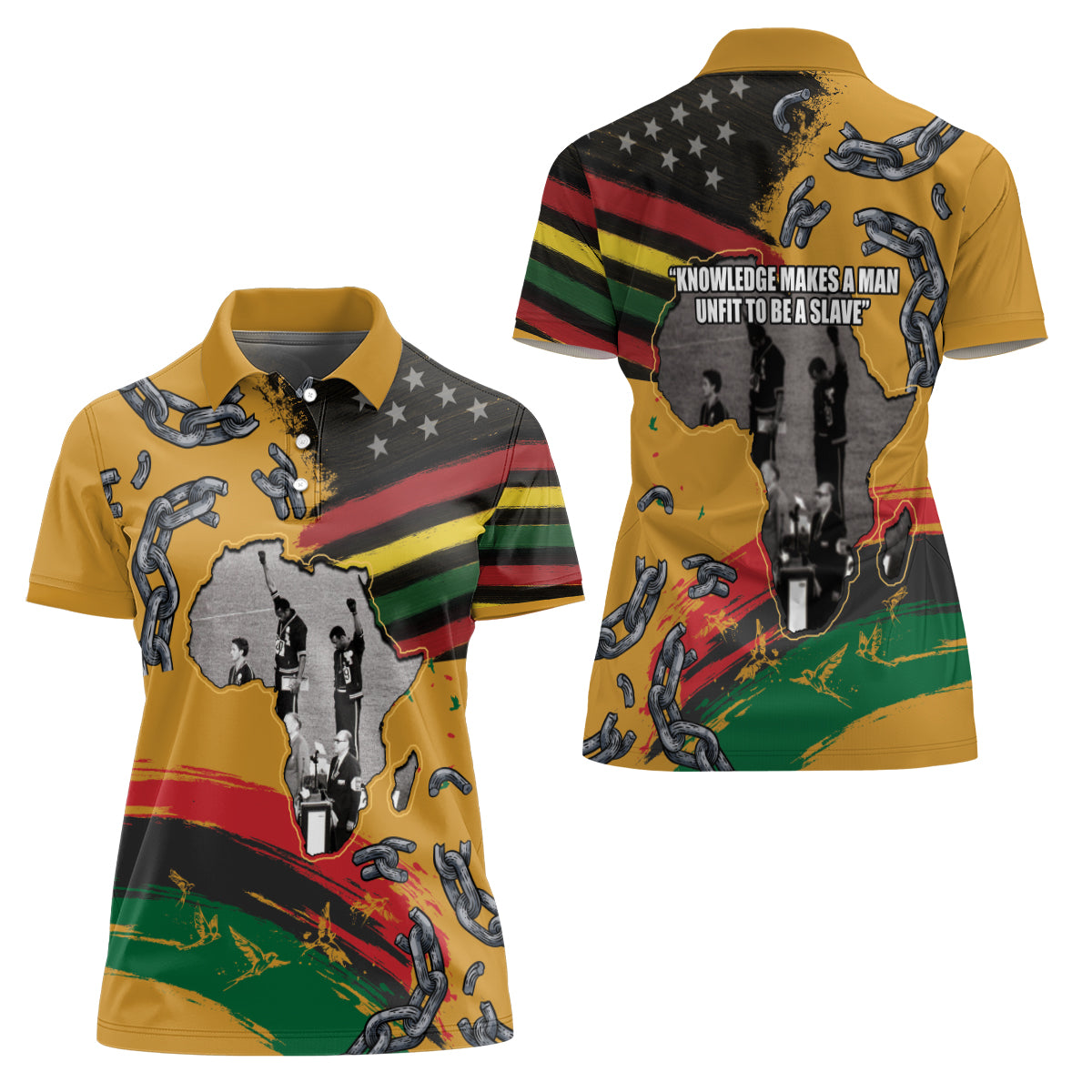 Juneteenth Freedom Day Women Polo Shirt 1968 Black Power Salute Broken Chain - Wonder Print Shop