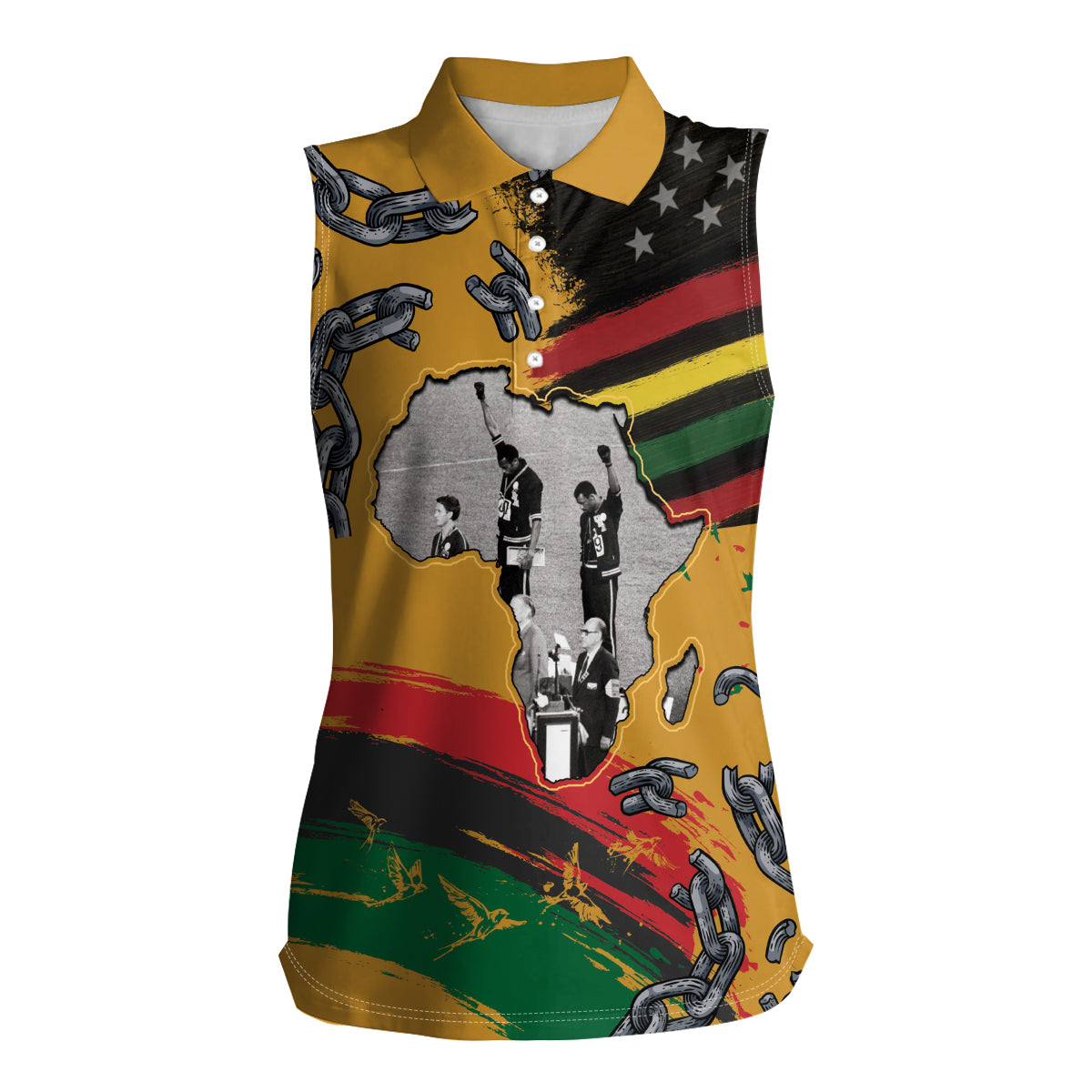 Juneteenth Freedom Day Women Sleeveless Polo Shirt 1968 Black Power Salute Broken Chain - Wonder Print Shop