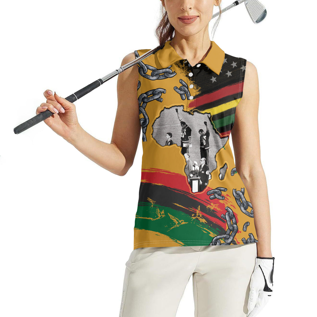 Juneteenth Freedom Day Women Sleeveless Polo Shirt 1968 Black Power Salute Broken Chain - Wonder Print Shop