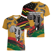 Juneteenth Freedom Day Women V-Neck T-Shirt 1968 Black Power Salute Broken Chain - Wonder Print Shop