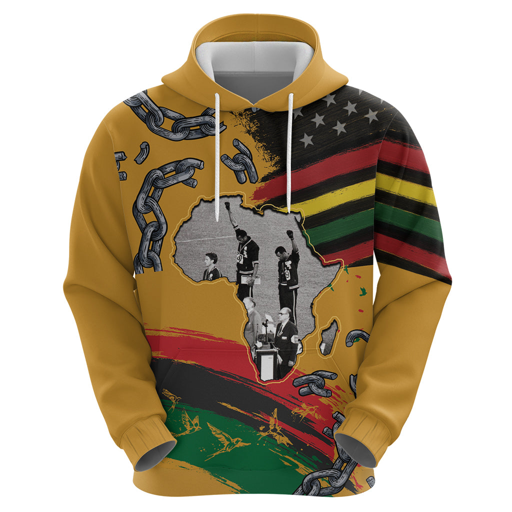 Juneteenth Freedom Day Zip Hoodie 1968 Black Power Salute Broken Chain - Wonder Print Shop