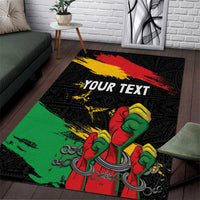 Personalized Juneteenth Freedom Day Area Rug Raised Fist Black Power and Africa Pattern - Wonder Print Shop