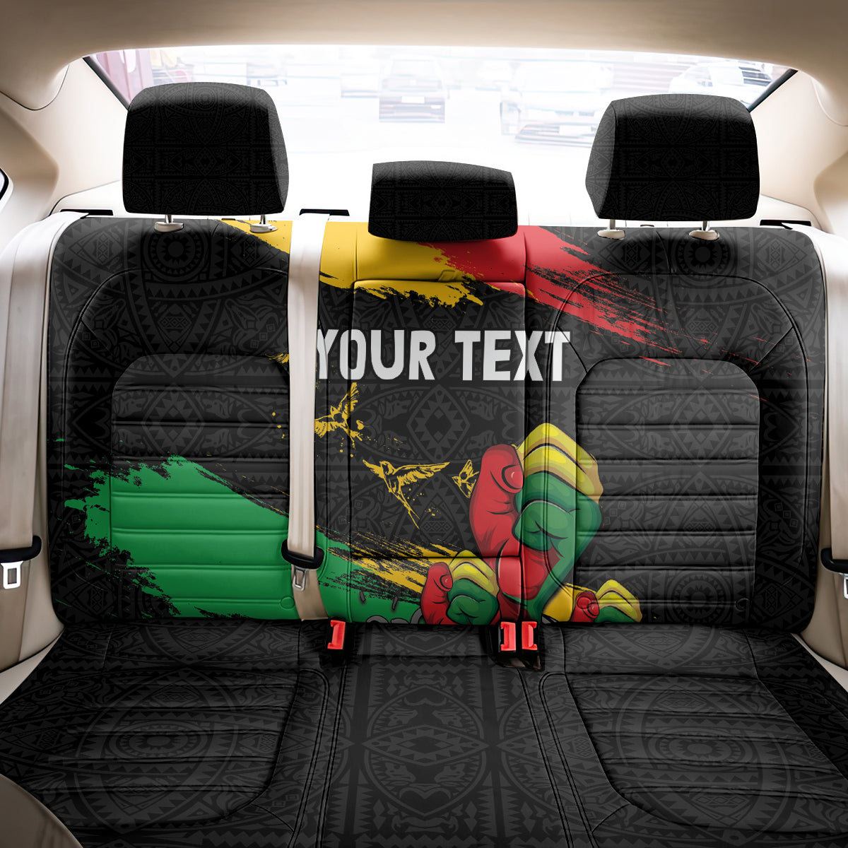 Personalized Juneteenth Freedom Day Back Car Seat Cover Raised Fist Black Power and Africa Pattern - Wonder Print Shop