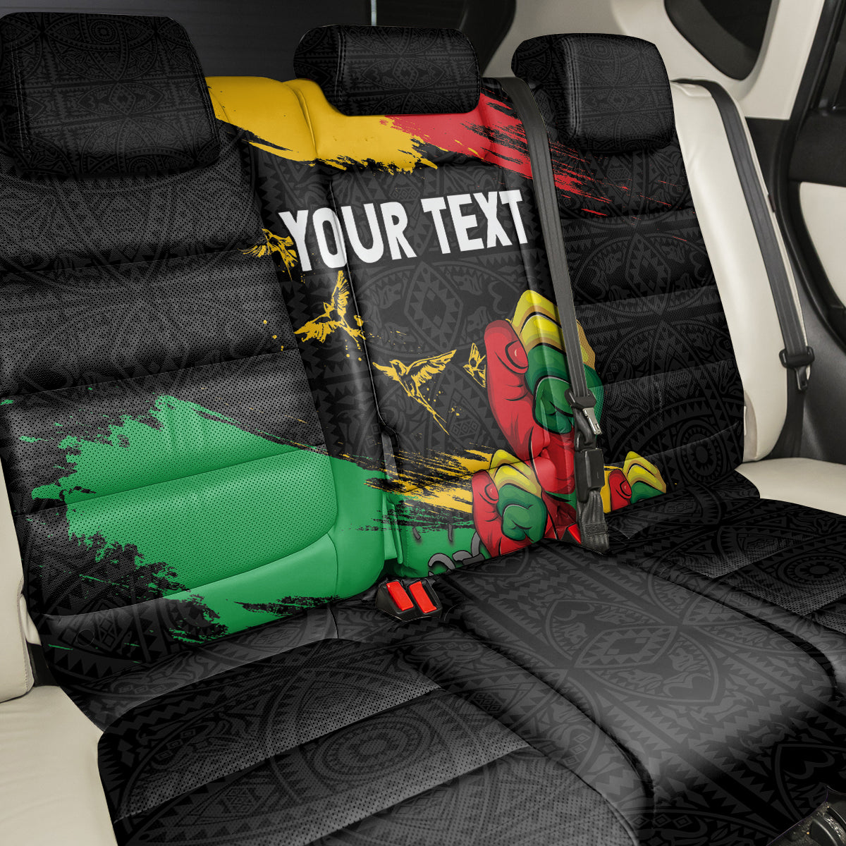 Personalized Juneteenth Freedom Day Back Car Seat Cover Raised Fist Black Power and Africa Pattern - Wonder Print Shop