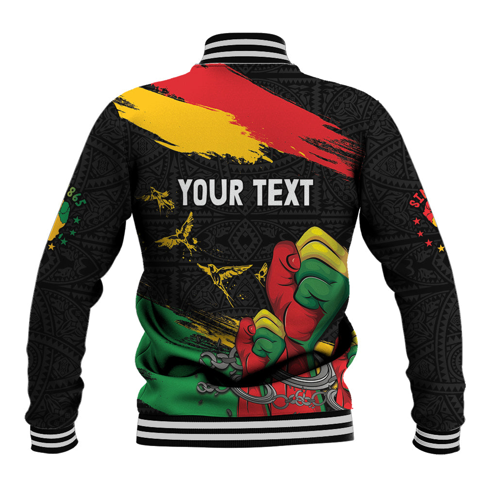 Personalized Juneteenth Freedom Day Baseball Jacket Raised Fist Black Power and Africa Pattern - Wonder Print Shop