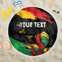Personalized Juneteenth Freedom Day Beach Blanket Raised Fist Black Power and Africa Pattern - Wonder Print Shop