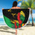 Personalized Juneteenth Freedom Day Beach Blanket Raised Fist Black Power and Africa Pattern