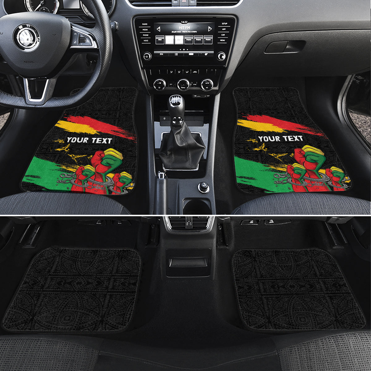 Personalized Juneteenth Freedom Day Car Mats Raised Fist Black Power and Africa Pattern - Wonder Print Shop