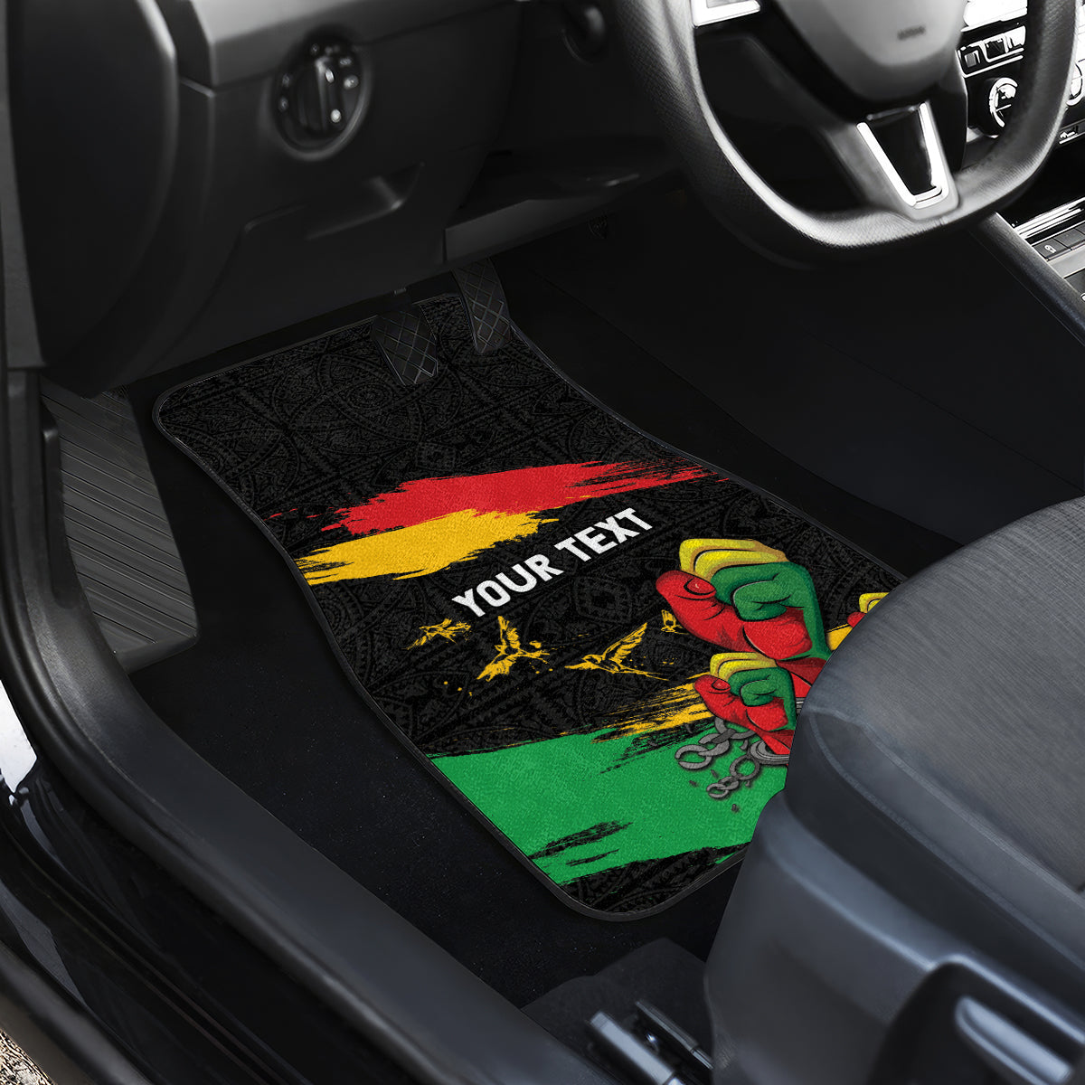 Personalized Juneteenth Freedom Day Car Mats Raised Fist Black Power and Africa Pattern - Wonder Print Shop