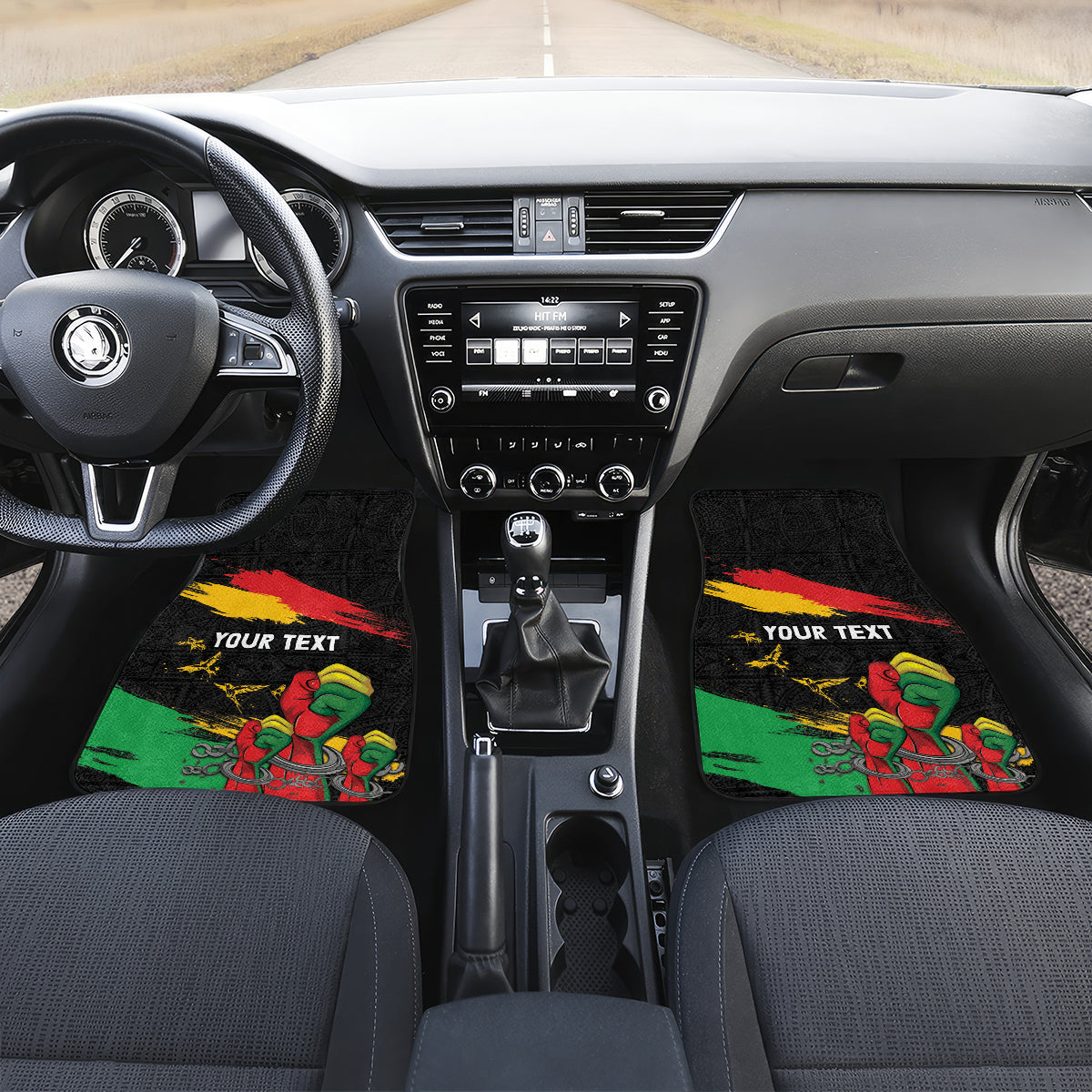 Personalized Juneteenth Freedom Day Car Mats Raised Fist Black Power and Africa Pattern - Wonder Print Shop