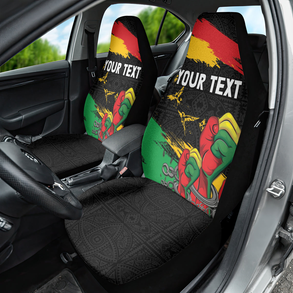 Personalized Juneteenth Freedom Day Car Seat Cover Raised Fist Black Power and Africa Pattern - Wonder Print Shop
