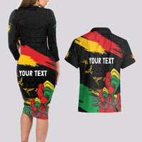 Personalized Juneteenth Freedom Day Couples Matching Long Sleeve Bodycon Dress and Hawaiian Shirt Raised Fist Black Power and Africa Pattern - Wonder Print Shop
