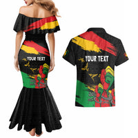 Personalized Juneteenth Freedom Day Couples Matching Mermaid Dress and Hawaiian Shirt Raised Fist Black Power and Africa Pattern - Wonder Print Shop