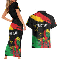 Personalized Juneteenth Freedom Day Couples Matching Short Sleeve Bodycon Dress and Hawaiian Shirt Raised Fist Black Power and Africa Pattern - Wonder Print Shop