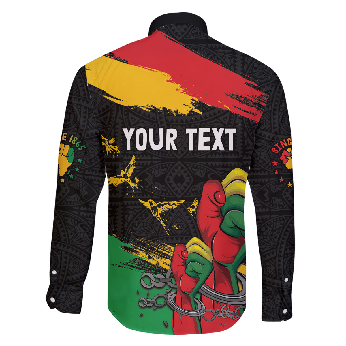 Personalized Juneteenth Freedom Day Family Matching Long Sleeve Bodycon Dress and Hawaiian Shirt Raised Fist Black Power and Africa Pattern - Wonder Print Shop