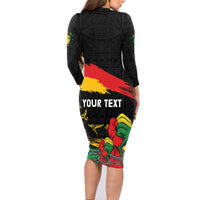 Personalized Juneteenth Freedom Day Family Matching Long Sleeve Bodycon Dress and Hawaiian Shirt Raised Fist Black Power and Africa Pattern - Wonder Print Shop