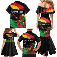 Personalized Juneteenth Freedom Day Family Matching Mermaid Dress and Hawaiian Shirt Raised Fist Black Power and Africa Pattern - Wonder Print Shop