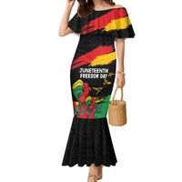 Personalized Juneteenth Freedom Day Family Matching Mermaid Dress and Hawaiian Shirt Raised Fist Black Power and Africa Pattern - Wonder Print Shop