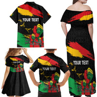 Personalized Juneteenth Freedom Day Family Matching Off Shoulder Maxi Dress and Hawaiian Shirt Raised Fist Black Power and Africa Pattern - Wonder Print Shop