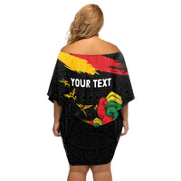 Personalized Juneteenth Freedom Day Family Matching Off Shoulder Short Dress and Hawaiian Shirt Raised Fist Black Power and Africa Pattern - Wonder Print Shop