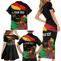 Personalized Juneteenth Freedom Day Family Matching Short Sleeve Bodycon Dress and Hawaiian Shirt Raised Fist Black Power and Africa Pattern - Wonder Print Shop