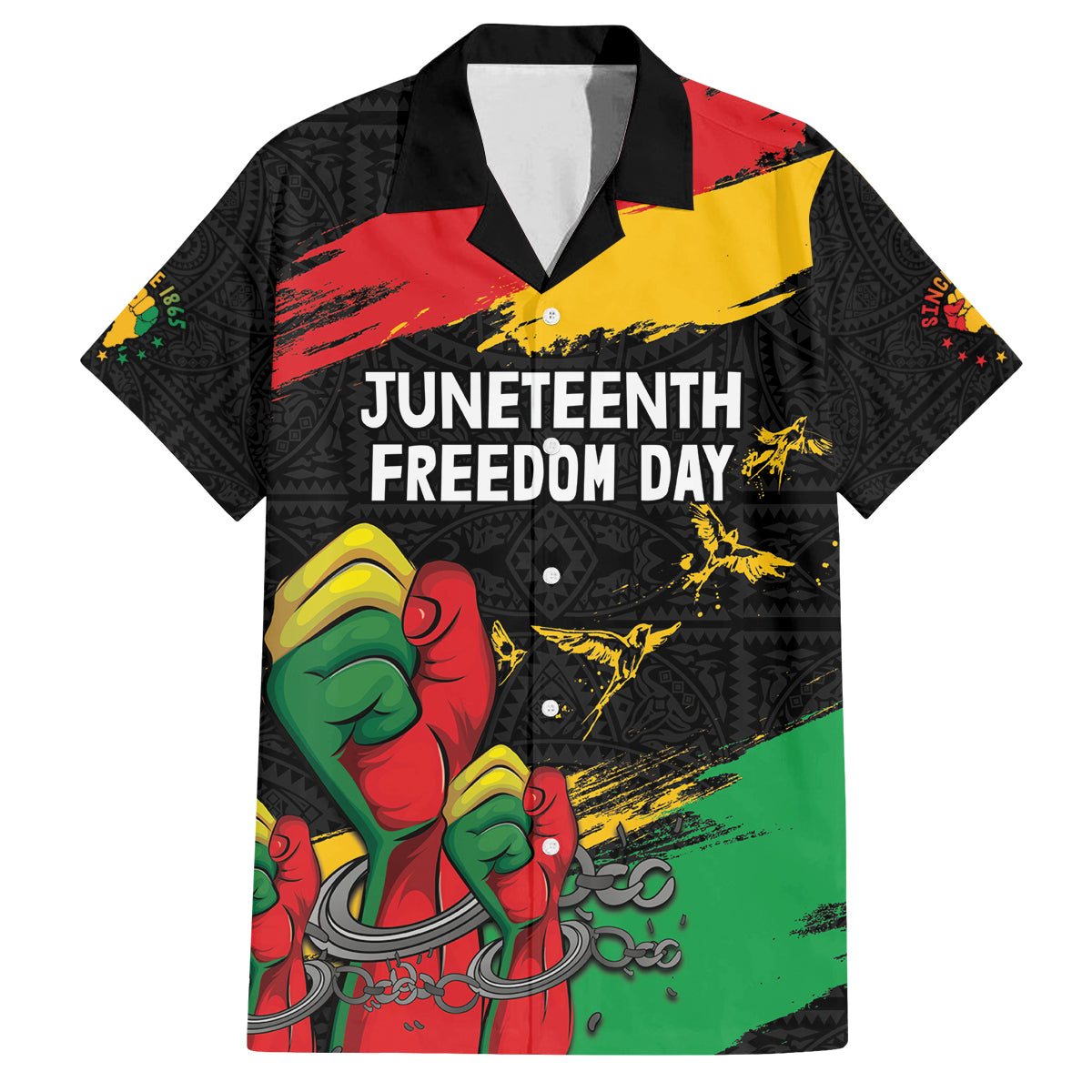 Personalized Juneteenth Freedom Day Family Matching Tank Maxi Dress and Hawaiian Shirt Raised Fist Black Power and Africa Pattern - Wonder Print Shop