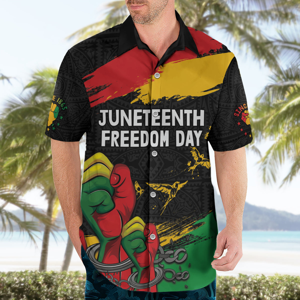 Personalized Juneteenth Freedom Day Hawaiian Shirt Raised Fist Black Power and Africa Pattern - Wonder Print Shop