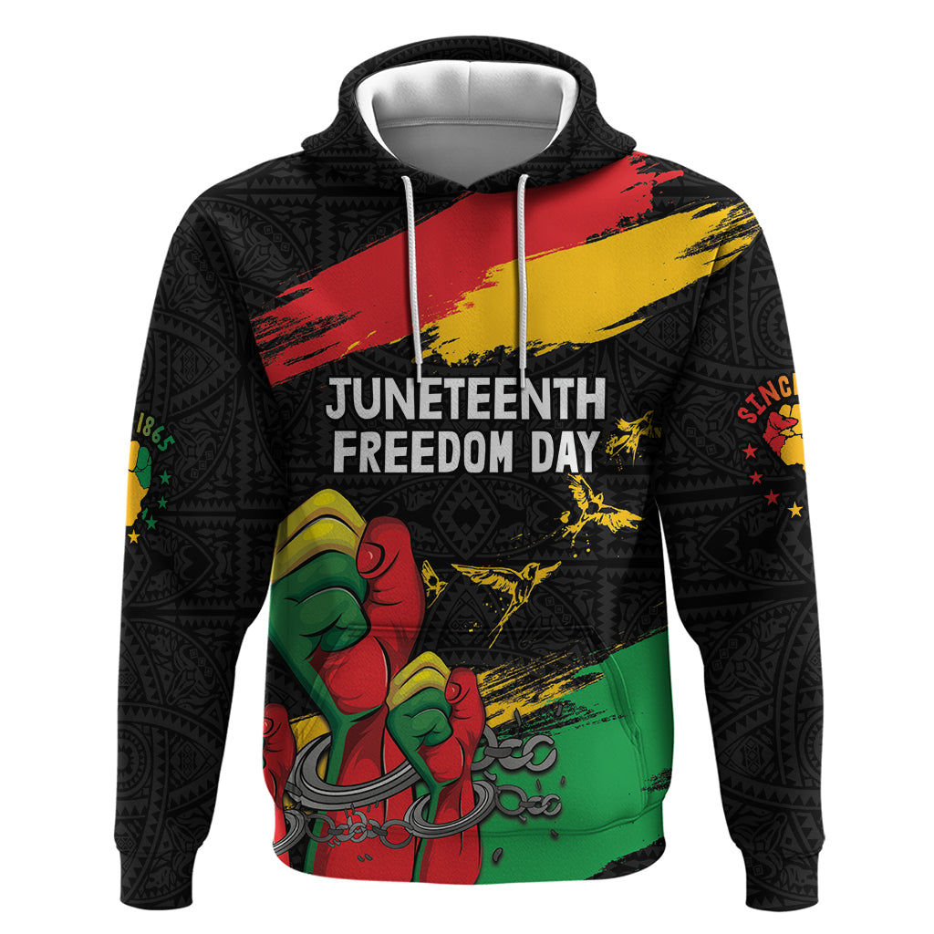 Personalized Juneteenth Freedom Day Hoodie Raised Fist Black Power and Africa Pattern - Wonder Print Shop