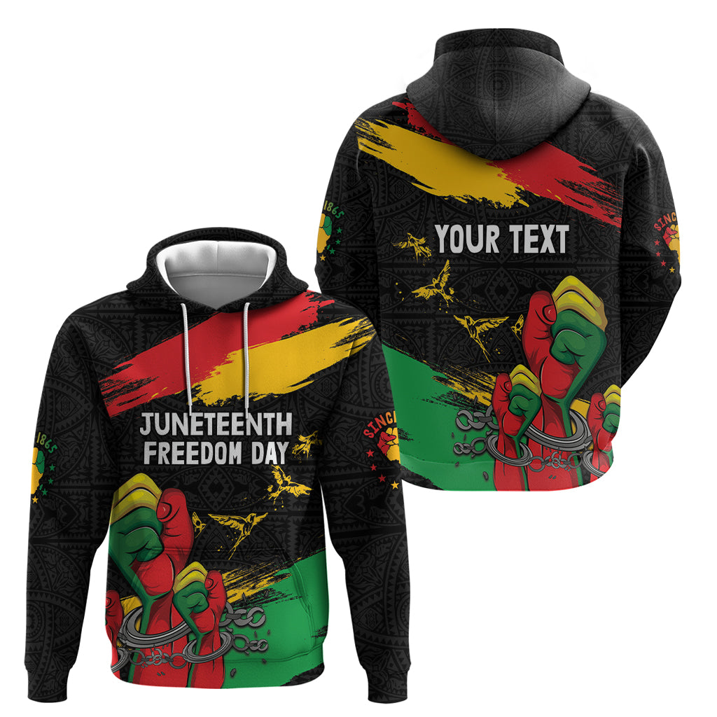 Personalized Juneteenth Freedom Day Hoodie Raised Fist Black Power and Africa Pattern - Wonder Print Shop