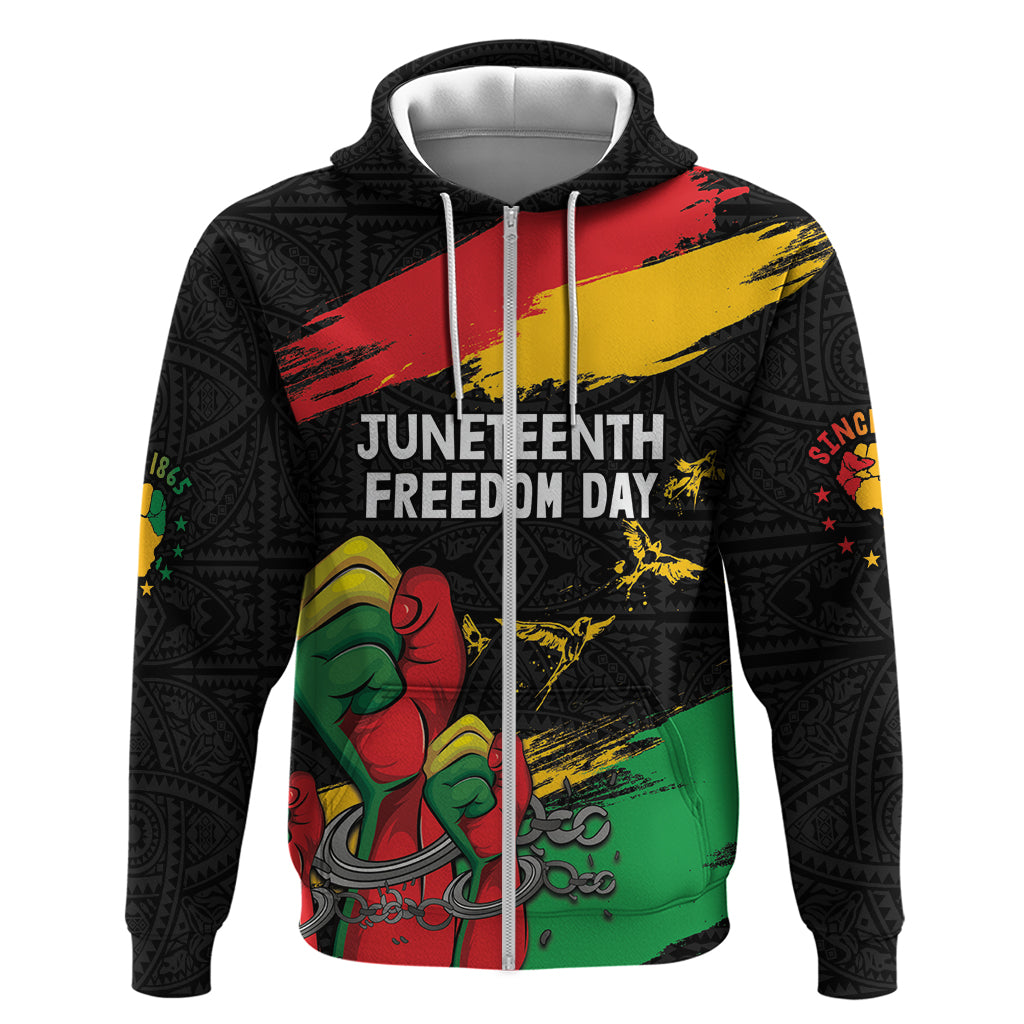 Personalized Juneteenth Freedom Day Hoodie Raised Fist Black Power and Africa Pattern - Wonder Print Shop