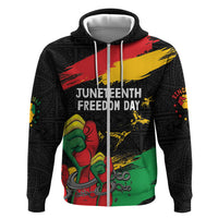 Personalized Juneteenth Freedom Day Hoodie Raised Fist Black Power and Africa Pattern - Wonder Print Shop